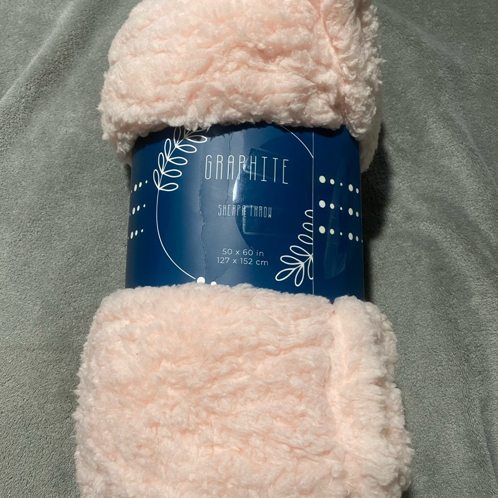 Graphite Light Pink Super Soft Plush Sherpa Throw Blanket 50" x 60"